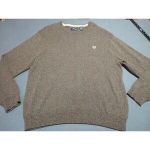 Chaps Sweater Men XXL Brown Long Sleeve Crew Neck Pullover Classic Preppy Office
